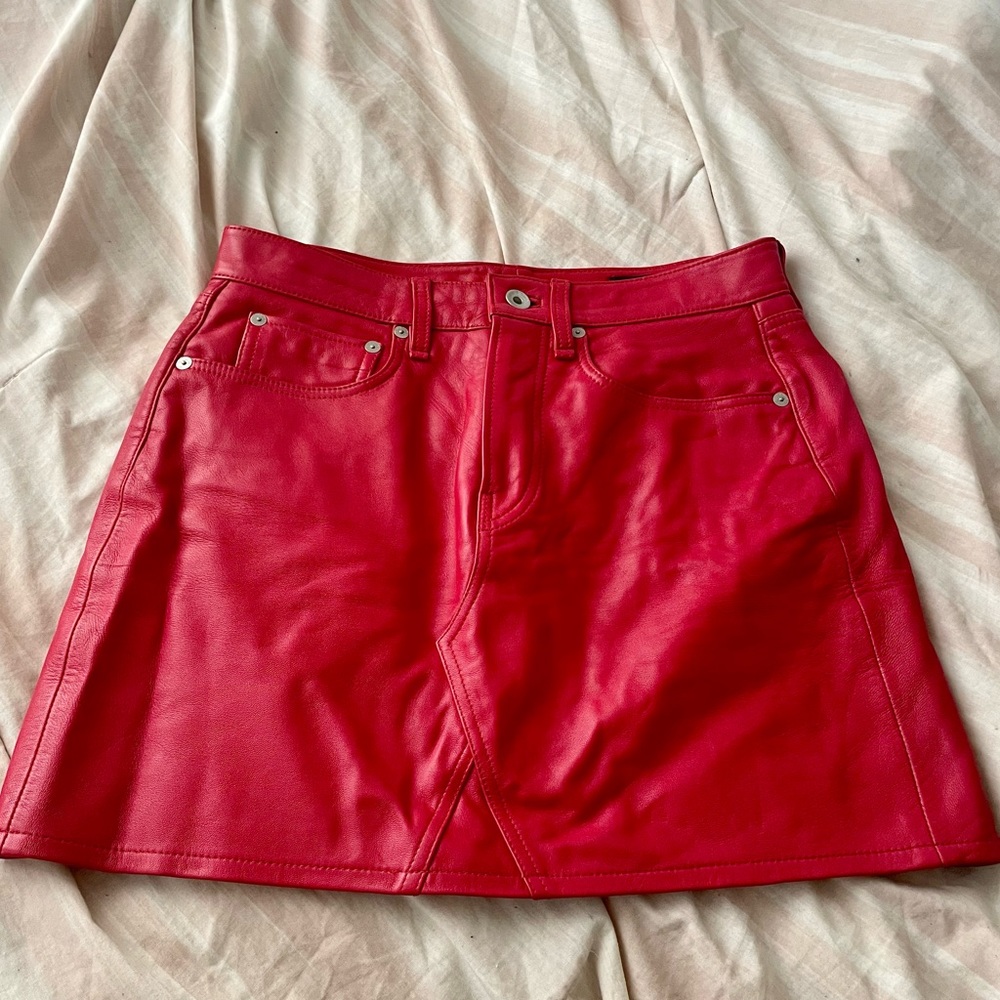 Rag & Bone Red Leather Skirt - Size 26 [Great condition]